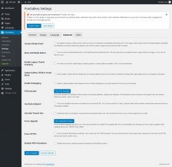 Page screenshot: FooGallery &rarr; Settings &rarr; Advanced