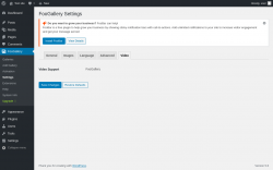 Page screenshot: FooGallery &rarr; Settings &rarr; Video
