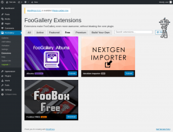 Page screenshot: FooGallery &rarr; Extensions &rarr; Free