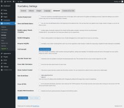 Page screenshot: FooGallery &rarr; Settings &rarr; Advanced