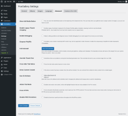 Page screenshot: FooGallery &rarr; Settings &rarr; Advanced