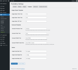 Page screenshot: FooGallery &rarr; Settings &rarr; Language