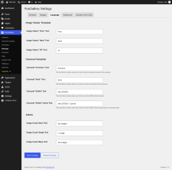 Page screenshot: FooGallery &rarr; Settings &rarr; Language