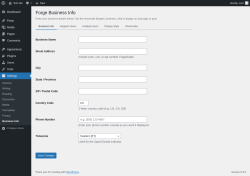Page screenshot: Settings &rarr; Business Info