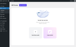 Page screenshot: All Forms ‹ Test site — WordPress