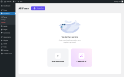 Page screenshot: All Forms ‹ Test site — WordPress
