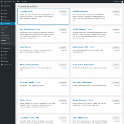 Page screenshot: Formidable → AddOns