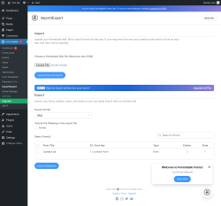 Page screenshot: Formidable  → Import/Export