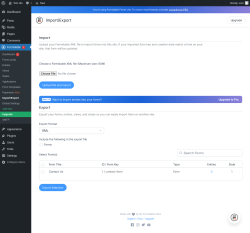 Page screenshot: Formidable  &rarr; Import/Export