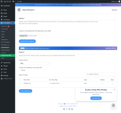 Page screenshot: Formidable  &rarr; Import/Export
