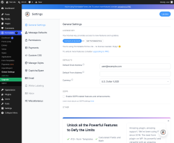 Page screenshot: Formidable  &rarr; Global Settings