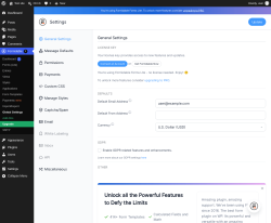 Page screenshot: Formidable  &rarr; Global Settings