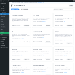 Page screenshot: Formidable &rarr; Add-Ons