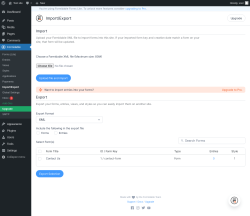 Page screenshot: Formidable &rarr; Import/Export
