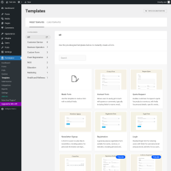 Page screenshot: Forminator → Templates