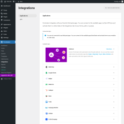 Page screenshot: Forminator → Integrations