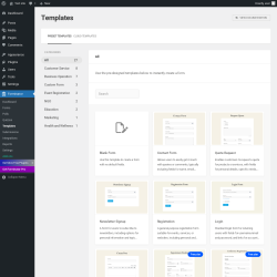 Page screenshot: Forminator &rarr; Templates