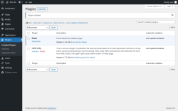 Page screenshot: Plugins &lsaquo; Test site &mdash; WordPress
