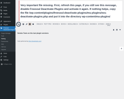 Page screenshot: Freesoul Deactivate Plugins → Testing