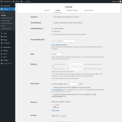 Page screenshot: Friends → Settings