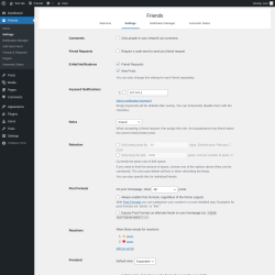 Page screenshot: Friends → Settings