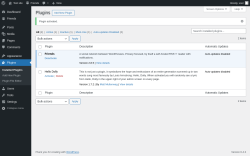 Page screenshot: Plugins ‹ Test site — WordPress