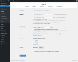 Page screenshot: Friends → Settings