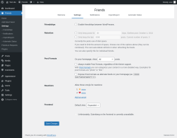 Page screenshot: Friends → Settings