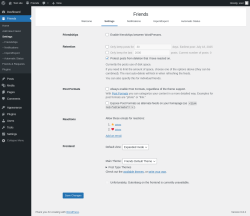 Page screenshot: Friends → Settings