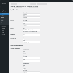 Page screenshot: Front User Submit → Settings → Login & Registration Settings