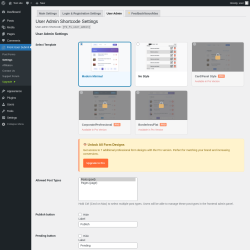 Page screenshot: Front User Submit → Settings → User Admin