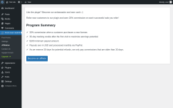 Page screenshot: Front User Submit → Affiliation