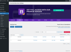 Page screenshot: F-E Users → Statistics
