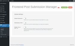 Page screenshot: Frontend Post Submission → Settings