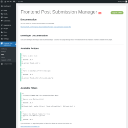 Page screenshot: Frontend Post Submission → Help