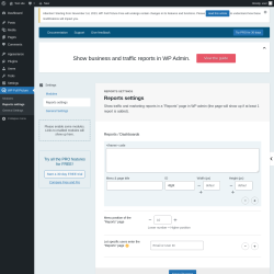 Page screenshot: WP Full Picture → Reports settings