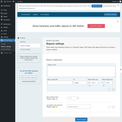 Page screenshot: WP Full Picture → Reports settings