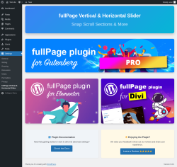 Page screenshot: Settings &rarr; fullPage Vertical & Horizontal Slider