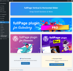 Page screenshot: Settings &rarr; fullPage Vertical & Horizontal Slider