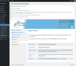 Page screenshot: Fast Total Search → Support & Docs