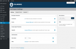 Page screenshot: Settings &rarr; Anti Spam