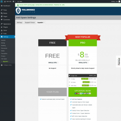 Page screenshot: Settings &rarr; Anti Spam &rarr; Upgrade&nbsp;&nbsp;➤