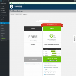 Page screenshot: Settings &rarr; Anti Spam &rarr; Upgrade&nbsp;&nbsp;➤