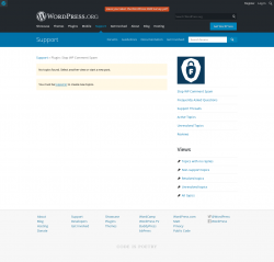 Page screenshot: Settings &rarr; Anti Spam &rarr; Support Forum
