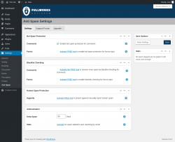 Page screenshot: Settings &rarr; Anti Spam