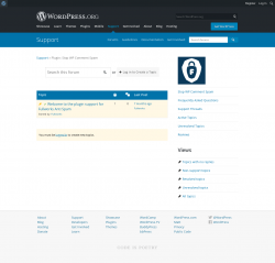 Page screenshot: Settings &rarr; Anti Spam &rarr; Support Forum
