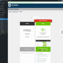 Page screenshot: Settings &rarr; Anti Spam &rarr; Upgrade&nbsp;&nbsp;➤