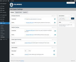 Page screenshot: Settings &rarr; Anti Spam