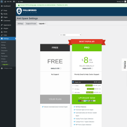 Page screenshot: Settings &rarr; Anti Spam &rarr; Upgrade&nbsp;&nbsp;➤