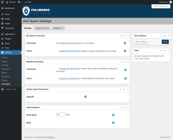 Page screenshot: Settings &rarr; Anti Spam